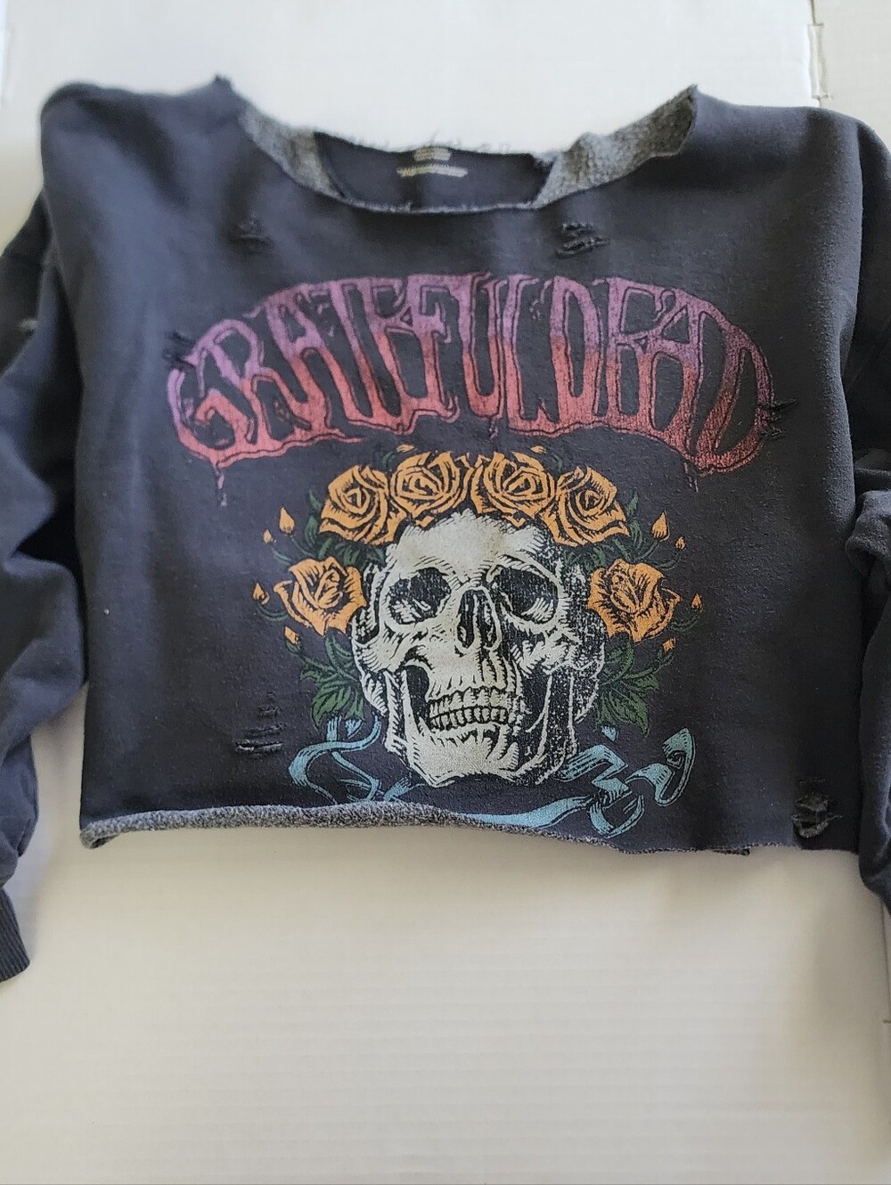 Cropped Distressed Greatful Dead Sweatshirt